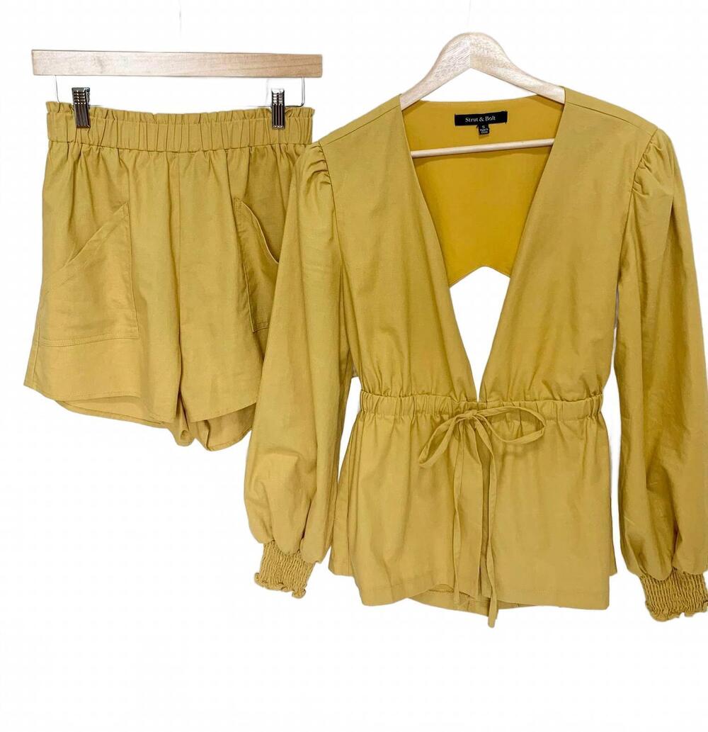 NEW STRUT & BOLT golden hour set shorts in yellow